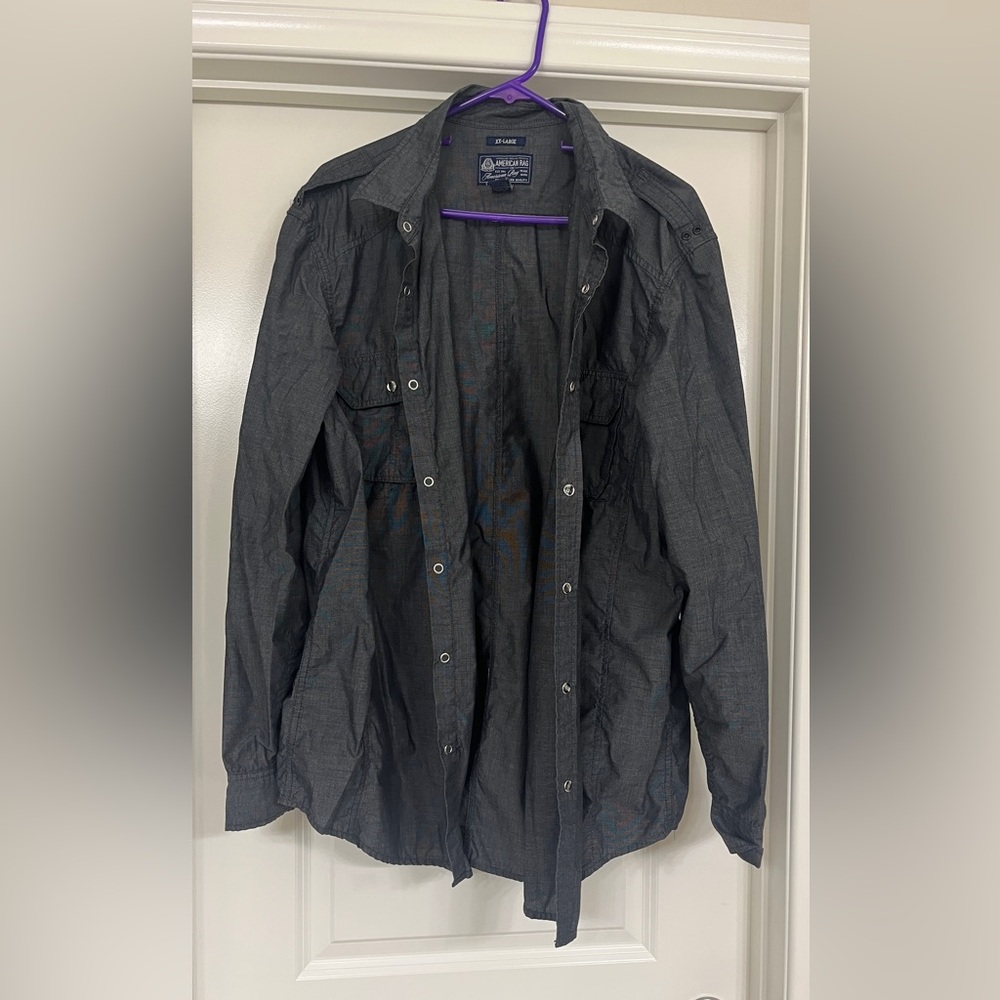 American Rag Charcoal Button-Up Shirt Jacket